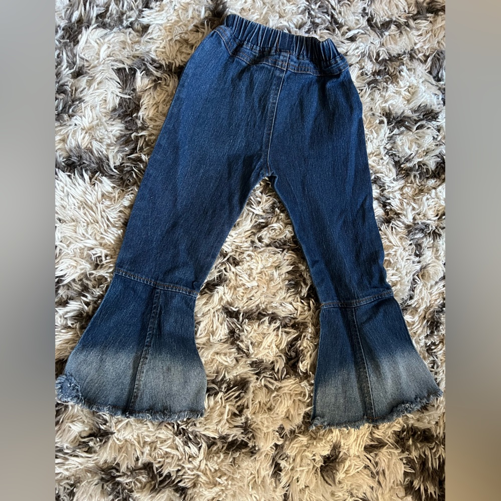 Size 130 on tag . Elastic waist  denim bell bottoms  size 4t~5t